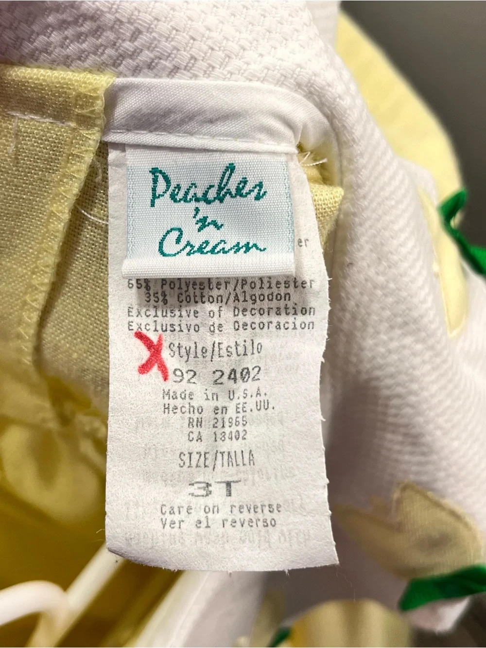 Peaches N Cream Vintage Yellow Tulip Dress 3T Toddler Girls Peter Pan Collar